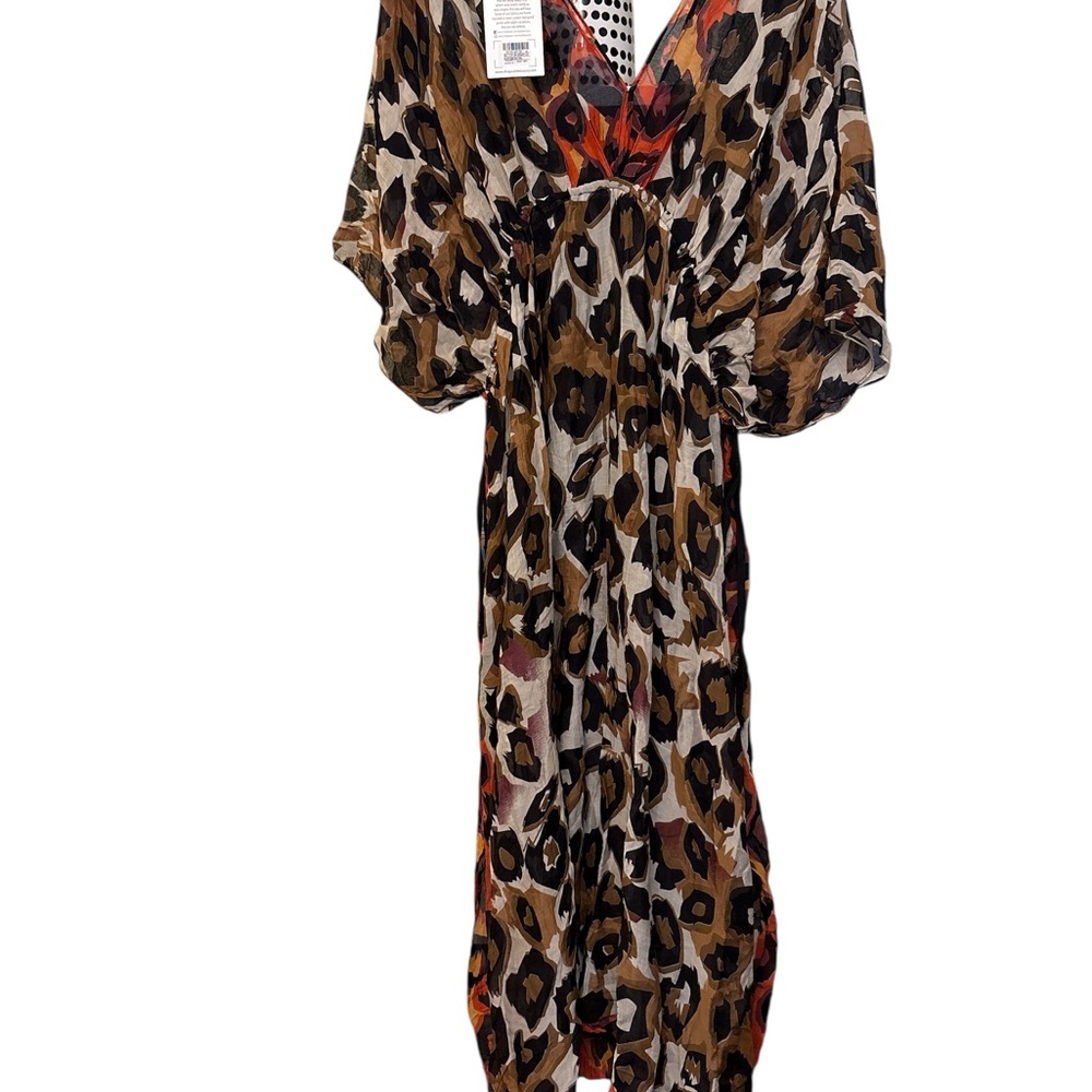 Subtle Luxury Leopard Print Swim Coverup - Brown and Black